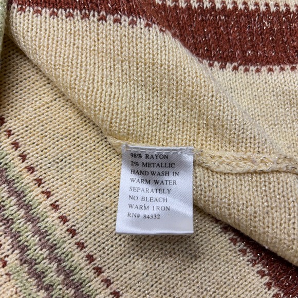 Y2K Sisters Women's Tunic Top Metallic Knit Striped V Neck Boho Empire Waist M - Picture 7 of 7